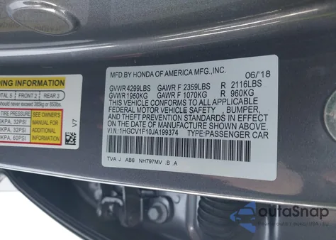 2018 Honda Accord Lx z USA, uszkodzony, nr VIN 1HGCV1F10JA199374